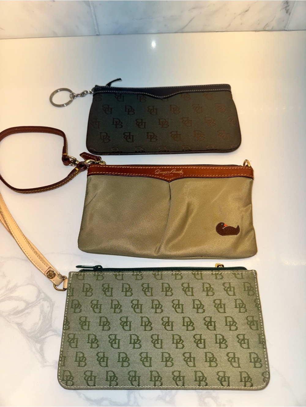 Dooney & Bourke Olive, Brown and Dark Brown Trio Wristlet Set - Picture 2 of 7